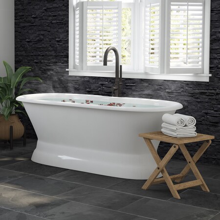 Cambridge Plumbing 66.5 L, 30 W, White, Cast Iron with porcelain interior and paint exterior DE66-PED-NH